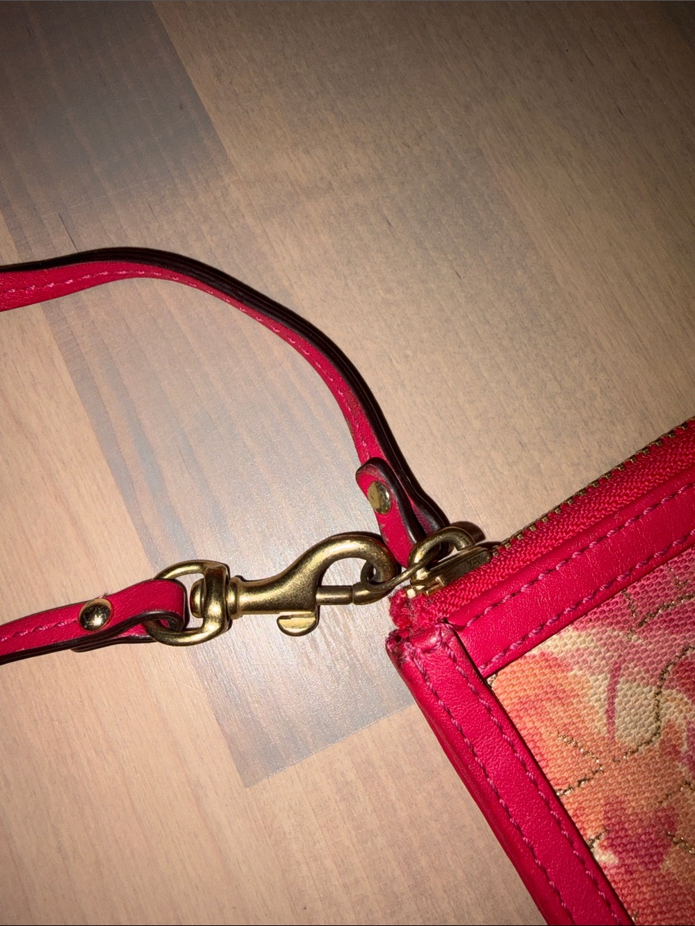 Coach Floral Canvas & Pink Leather Wristlet - Picture 5 of 6